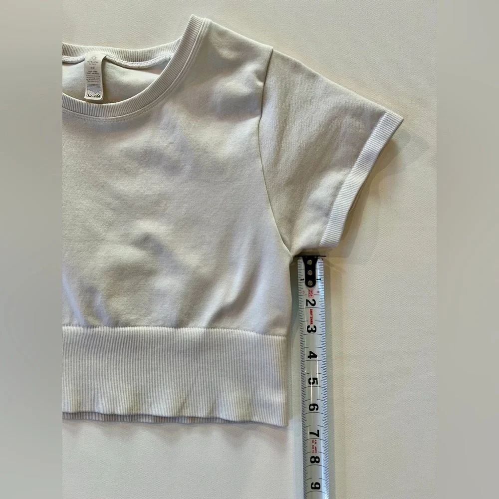 Aerie Offline Classic White Crop Top Medium Nylon Blend Workout Gym Shirt - Picture 6 of 11